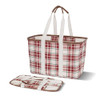 CLEVERMADE COLLAPSIBLE LUXE TOTE - REUSABLE GROCERY TOTE RED CHECKER New
