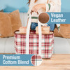 CLEVERMADE COLLAPSIBLE LUXE TOTE - REUSABLE GROCERY TOTE RED CHECKER New