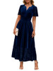 SIMPLEE WOMEN'S FORMAL VELVET MAXI DRESS FALL WINTER, SIZE: WOMEN L - NAVY BLUE