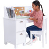 KIDKRAFT WOODEN STUDY DESK FOR KIDS, BULLETIN CABINETS - WHITE