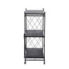 EAST BANK DESIGNS ASSEMBLED, 3-TIER FOLDABLE METAL STORAGE SHELVING UNIT - BLACK