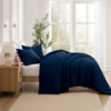 KATHY IRELAND WAFFLE DOWN ALTERNATIVE COMFORTER SET, KING 3 PIECE SET - NAVY