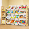 ETITLLY KIDS TOY STORAGE ORGANIZER BOOKSHELF WOODEN SHELF 49.5*31.7*14IN - WHITE
