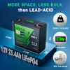 ERYY 12V 23.4AH LIFEPO4 LITHIUM BATTERY WITH 30A BMS & LCD VOLTMETER - BLACK