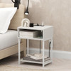 FURINNO MORETTI SIDE TABLE, 3-TIER END TABLE, METAL FRAME NIGHT STAND - WHITE