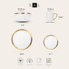 Stone Lain Modern Poreclain 16 Piece Dinnerware Set, Rim Gold And White New
