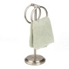 HOME MART GOODS DOUBLE RING FINGERTIP TOWEL HOLDER WITH HEAVY BASE, SATIN NICKLE New