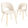 CANGLONG VELVET SEAT CHAIR WITH METAL LEGS FOR KITCHEN DINING ROOM - BEIGE