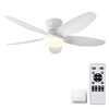 AYSEMO 42" Low Profile Flush Mount Ceiling Fan with Lights & Remote - White