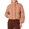 AMAZON ESSENTIALS CROPPED PUFFER JACKET WINTER WARM COLLAR XS LIGHT-BROWN