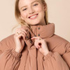 AMAZON ESSENTIALS CROPPED PUFFER JACKET WINTER WARM COLLAR XS LIGHT-BROWN