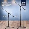 HOLA! MUSIC MICROPHONE STAND TRIPOD BOOM ARM FLOOR ADJUSTABLE - BLACK