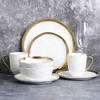 Stone Lain Modern Poreclain 16 Piece Dinnerware Set, White And Gold Rim