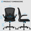 Sytas Home Office Chair with Flip-Up Armrest and Breathable Mesh Cushion Black New