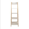 95083 ADEPTUS SOLID PINE WOOD 5 SHELF LADDER BOOKSHELF - WHITE NATURAL