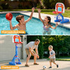 FLMAQE TODDLER BASKETBALL HOOP SWIMMING POOL BASKETBALL & SOCCER GOAL - RED
