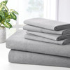 BIBB HOME BAMBOO 2000 THREAD COUNT 6-PIECE CHAMBRAY SHEET SET, TWIN XL - SILVER New