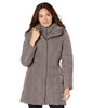 COLE HAAN WOMEN'S TAFFETA DOWN COAT BIB FRONT DRAMATIC HOOD SIZE : L - CARBON