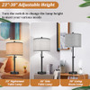 KONDRAS TABLE LAMPS FOR BEDROOMS SET OF 2 WITH USB PORTS - BLACK/GREY