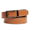 CARLO FELLINI LEATHER RATCHET BELT MEN – ADJUSTABLE - TAN BELT BLACK BUCKLE