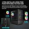 GAMDIAS E-ATX MID TOWER GAMING COMPUTER CASE - BLACK