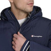 CHAMPION MEN'S QUILTED FULL-ZIP HOODED PUFFER JACKET MEN M PEACOAT PATCH POCKET New