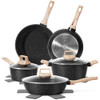 SODAY 12 PCS POTS AND PANS SET NON STICK COOKWARE SETS BLACK GRANITE COOKWARE New