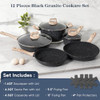 SODAY 12 PCS POTS AND PANS SET NON STICK COOKWARE SETS BLACK GRANITE COOKWARE New
