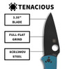 Spyderco Tenacious Folding Pocket Knife - C122TIBLBKP - BLUE-BLACK OXIDE COATING