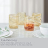 MIKASA COLOR SWIRL HONEY SET OF 4 DOUBLE OLD FASHION DRINKING GLASSES - GOLD