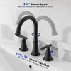 Hurran Bathroom Sink Faucet 3 Hole Pop-up Drain Supply, BKTK0006 - Matte Black