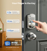 VEISE KS02A FINGERPRINT KEYLESS ENTRY DOOR LOCK, SATIN NICKEL