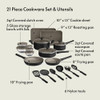 BELLA 21 PIECE KITCHEN SET WITH EVERGOOD CERAMIC NONSTICK COATING - BLACK