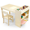 BBGROUNDGRM KIDS ART TABLE AND CHAIR SET BIRCH WOODEN ACTIVITY CRAFT TABLE