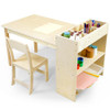 BBGROUNDGRM KIDS ART TABLE AND CHAIR SET BIRCH WOODEN ACTIVITY CRAFT TABLE