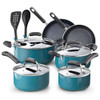Cook N Home Pots and Pans Nonstick Cookware Set 12-Piece 02588-12P - Turquoise