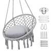 Y- STOP HAMMOCK CHAIR MACRAME SWING MAX 330 LBS HANGING COTTON ROPE - GRAY New