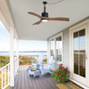 PARROT UNCLE 42" CLASSIC WATERPROOF WET OUTDOOR GAZEBO HOOK CEILING FAN - BROWN