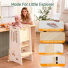 TODDLER TOWER,HEIGHT-ADJUSTABLE STEP STOOL SLIDING SAFETY DOOR - WHITE & NATURAL