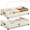 YECAYE UNDER BED STORAGE WITH WHEELS 2PACK 60L UNDERBED METAL DRAWER - BEIGE