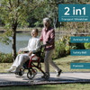 ELENKER 2 IN 1 ROLLATOR WALKER & TRANSPORT CHAIR FOR SENIORS - RED