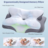 Memory Foam Cervical Neck Pillow For Support And Pain Relief - WHITE/GRAY