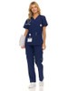 NAUTICA WOMEN'S SCRUB SET 9-POCKET BREATHABLE STRETCHY PANTS & TOPS XL NAVY