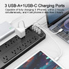 ALESTOR SURGE PROTECTOR WITH 12 OUTLETS AND 4 USB PORTS, 6 FT - BLACK