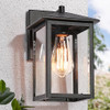 GEPOW OUTDOOR WALL LIGHTS FARMHOUSE EXTERIOR WALL SCONCES LIGHT - TEXTURED BLACK