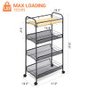 KINGRACK 4-TIER ROLLING CART,METAL UTILITY CART WITH WOODEN TABLETOP - BLACK New