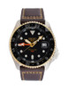 SEIKO MEN'S SEIKO 5 SPORTS BLACK DIAL GMT LEATHER BAND WATCH - SSK036 New