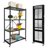 Origami R5 4-Shelf Heavy-Duty Folding Storage Rack, Black WHEELS - BLACK