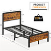 IDEALHOUSE TWIN BED FRAME VINTAGE WOOD HEADBOARD PHO-OWDRCYRM - RETRO BROWN