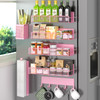 DTUQYX MAGNETIC SPICE RACK REFRIGERATOR 7 PAC 100% METAL MAGNET SHELVES PINK